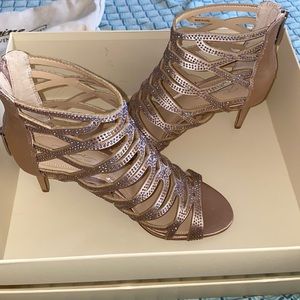 Beige, Shiny High Heels